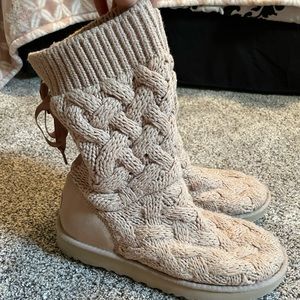 Ugg Cable Knit Lace Up Boots